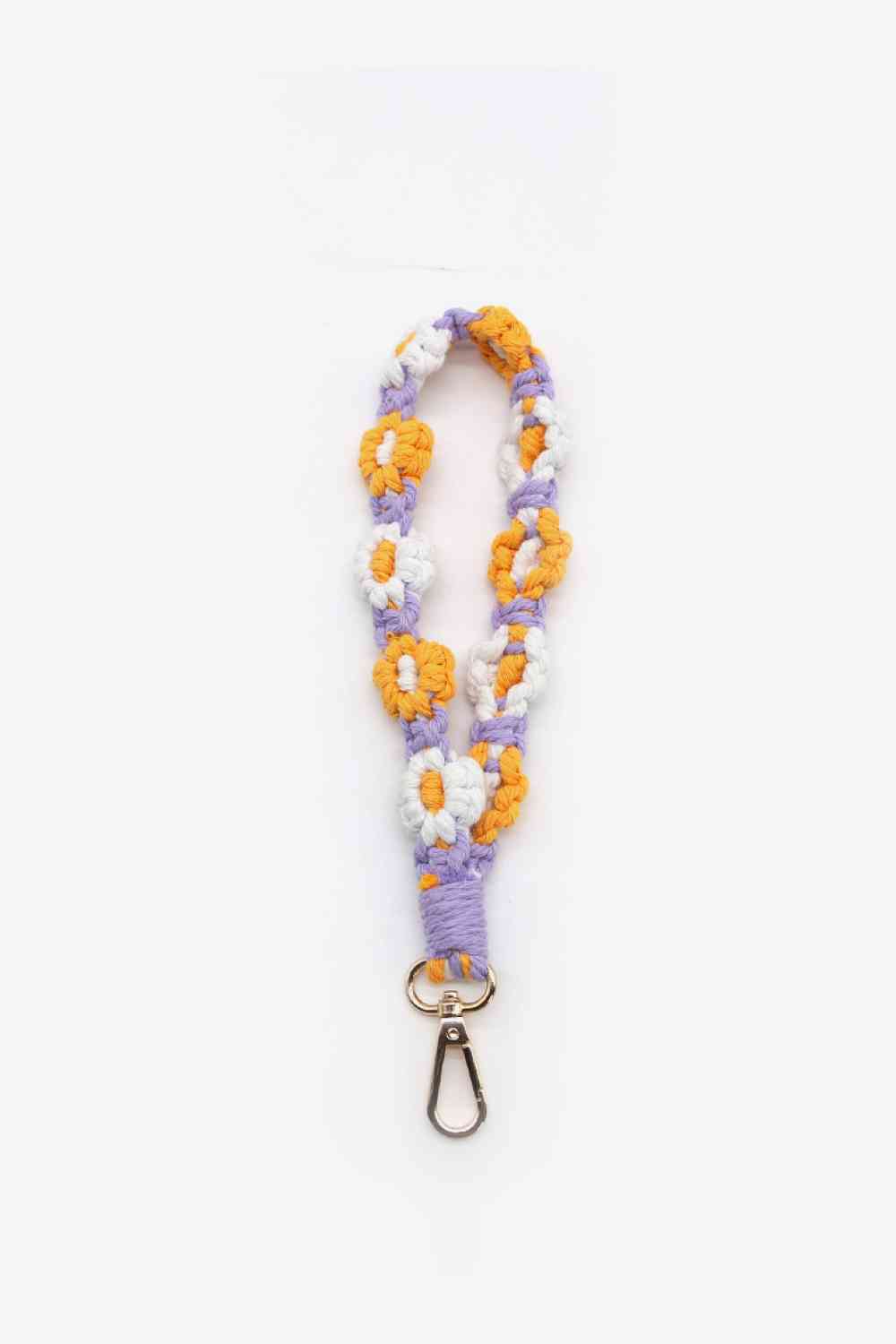 Assorted 4-Piece Macrame Flower Keychain Orange/Purple One Size