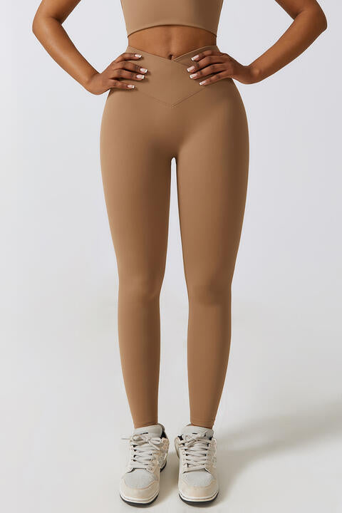 V-Waistband Sports Leggings Camel