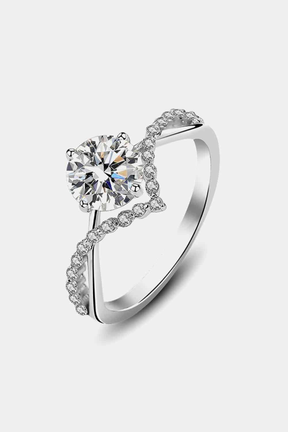 1 Carat Moissanite 925 Sterling Silver Ring Silver