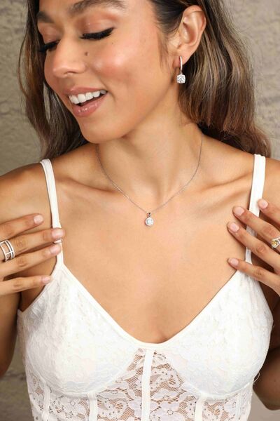 Adored Chance to Charm 1 Carat Moissanite Round Pendant Chain Necklace