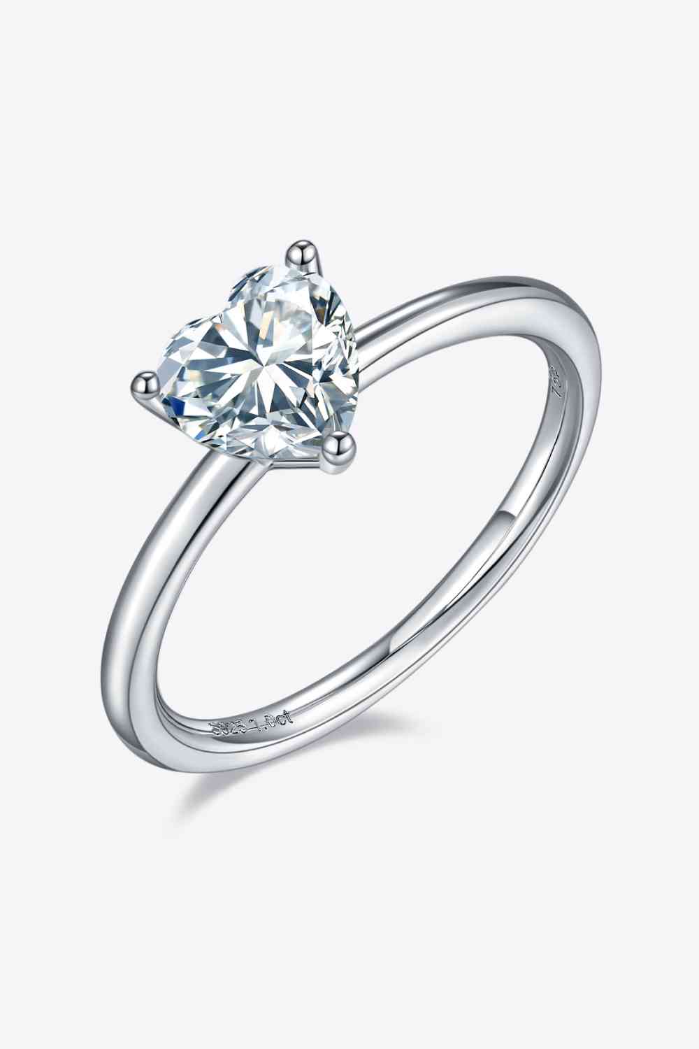 1 Carat Moissanite 925 Sterling Silver Solitaire Ring Heart