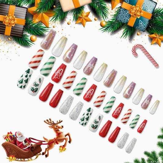 72-Piece Christmas Theme ABS Press-On Nails Stlye A One Size