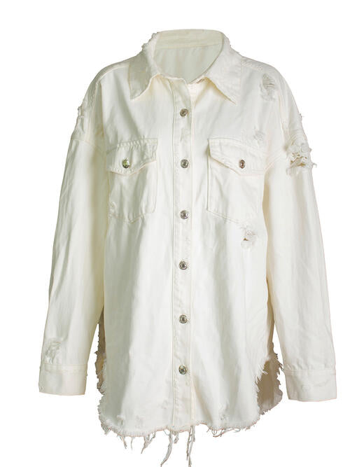 Star Denim Jacket with Pockets Ivory