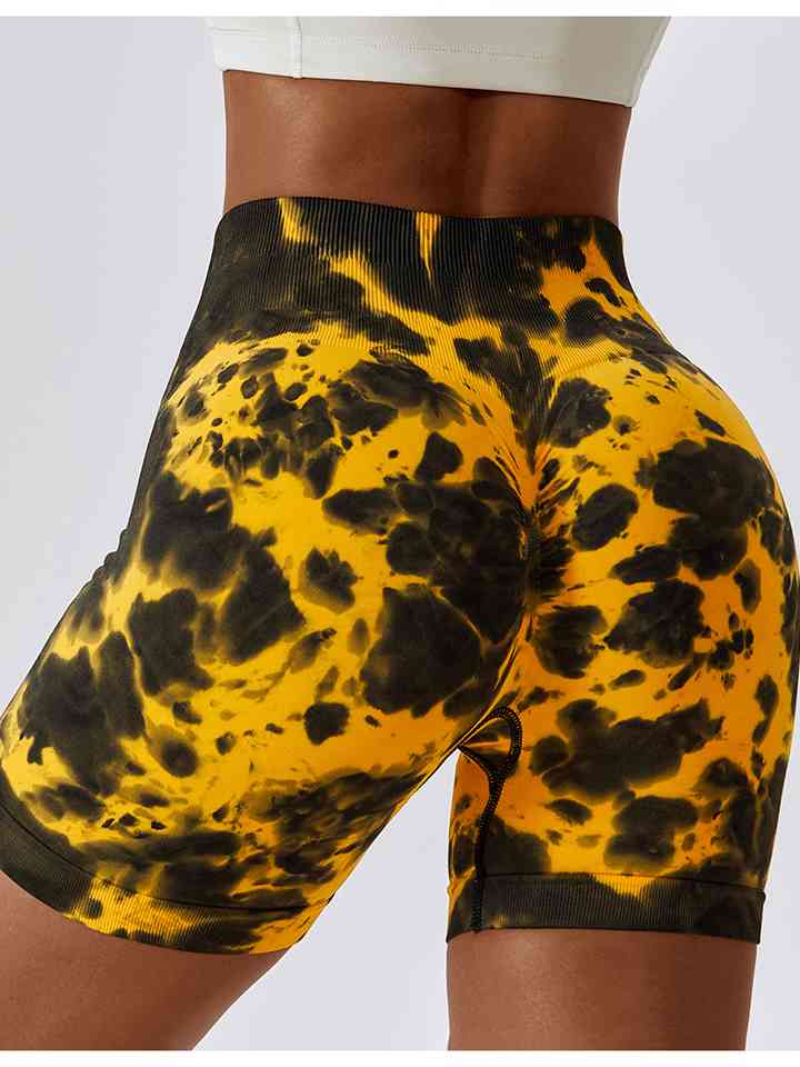 Tie Dye Wide Waistband Sports Shorts Lemon