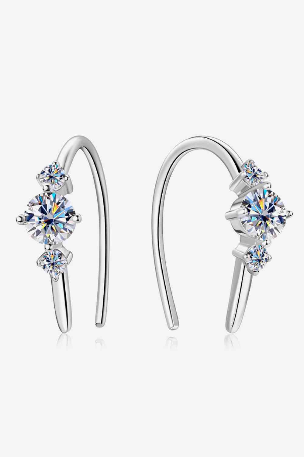 Moissanite 925 Sterling Silver Earrings Silver One Size