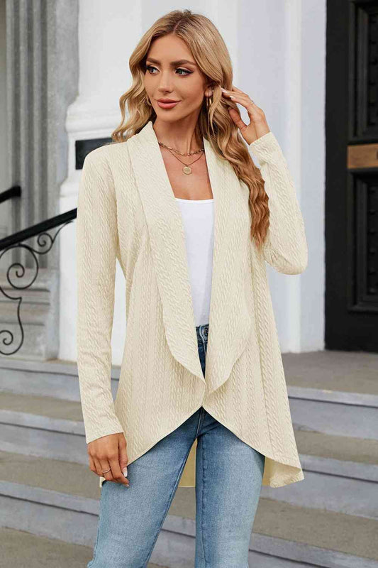 Open Front Long Sleeve Cardigan Sand