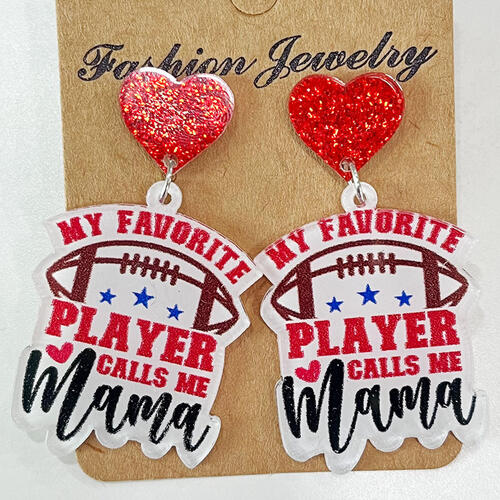 Heart Shape Sports Theme Acrylic Dangle Earrings Style G One Size