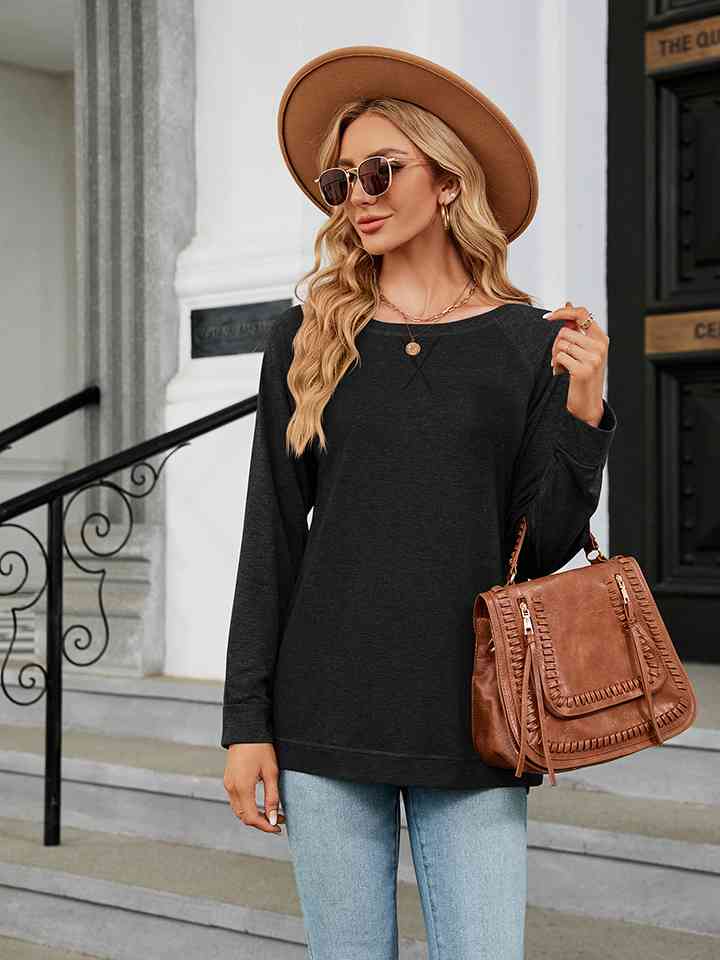 Round Neck Long Sleeve T-Shirt Black