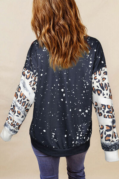 COWGIRL Leopard Round Neck Sweatshirt