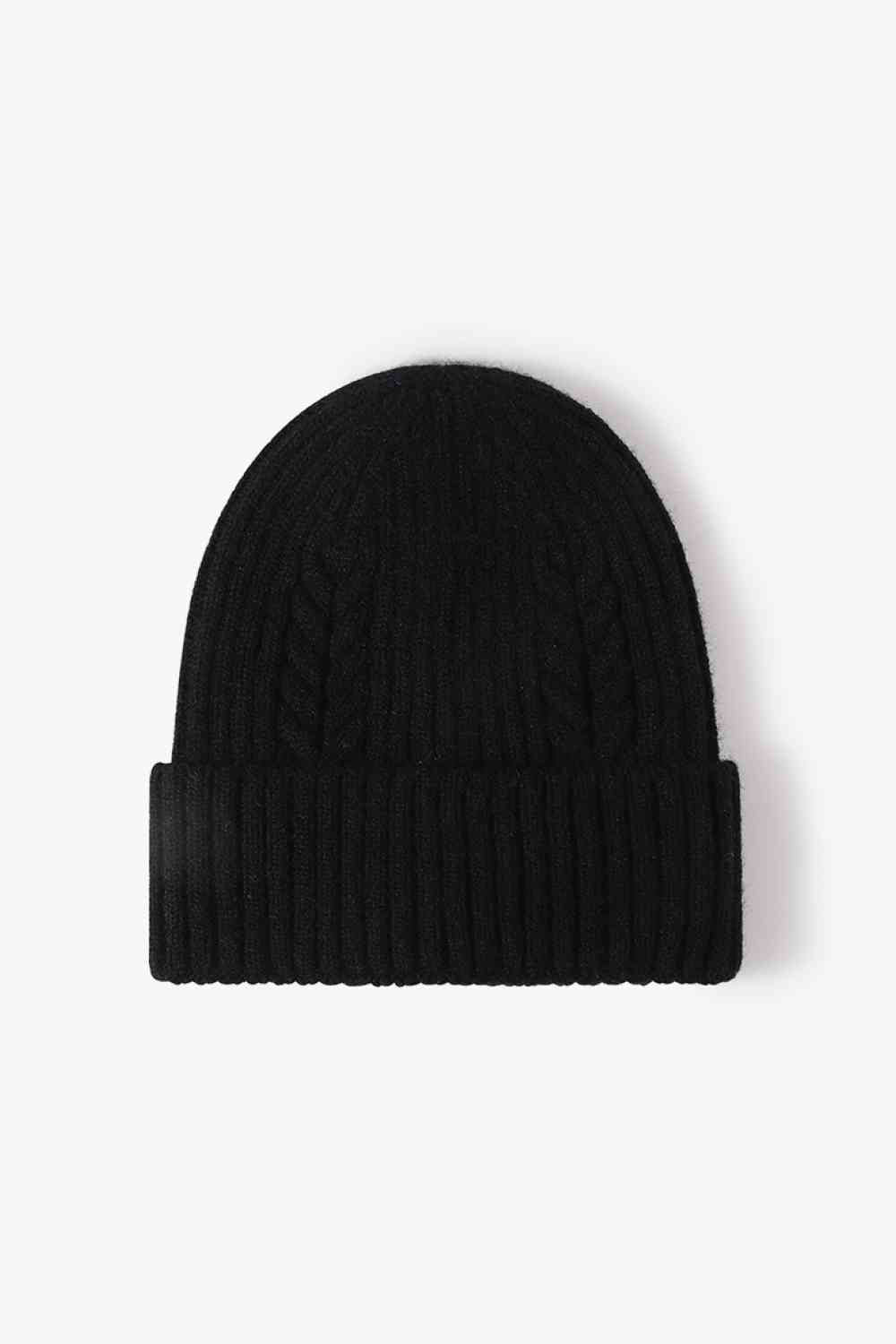 Cable-Knit Cuff Beanie Black One Size