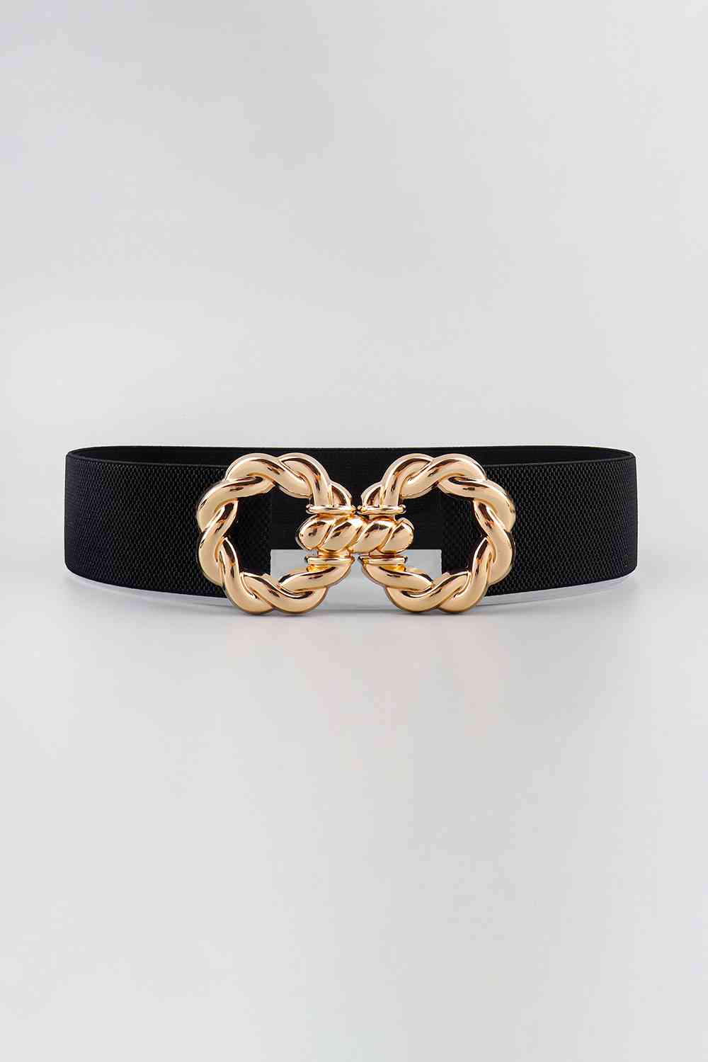 Zinc Alloy Buckle Elastic Belt Black One Size