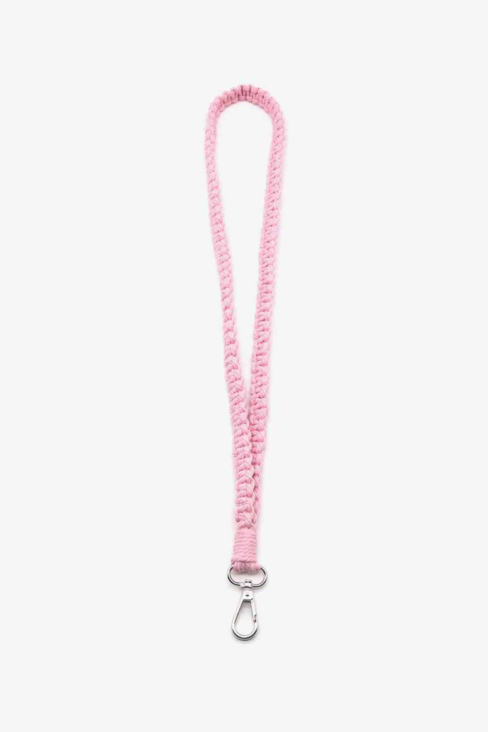 Assorted 2-Pack Hand-Woven Lanyard Keychain Carnation Pink One Size