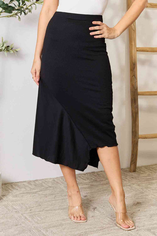 Culture Code Full Size High Waist Midi Skirt Black