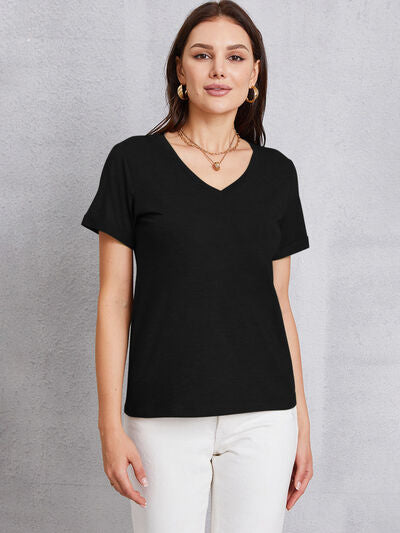 V-Neck Short Sleeve T-Shirt Black