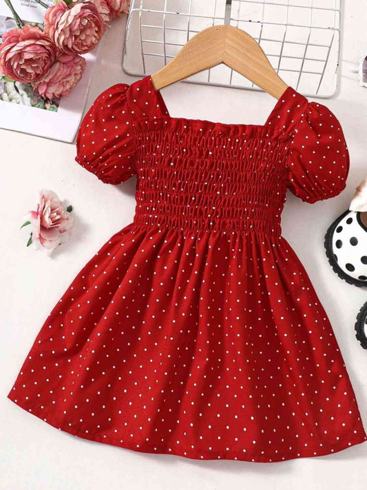 Baby Girl Printed Square Neck Smocked Dress Scarlett