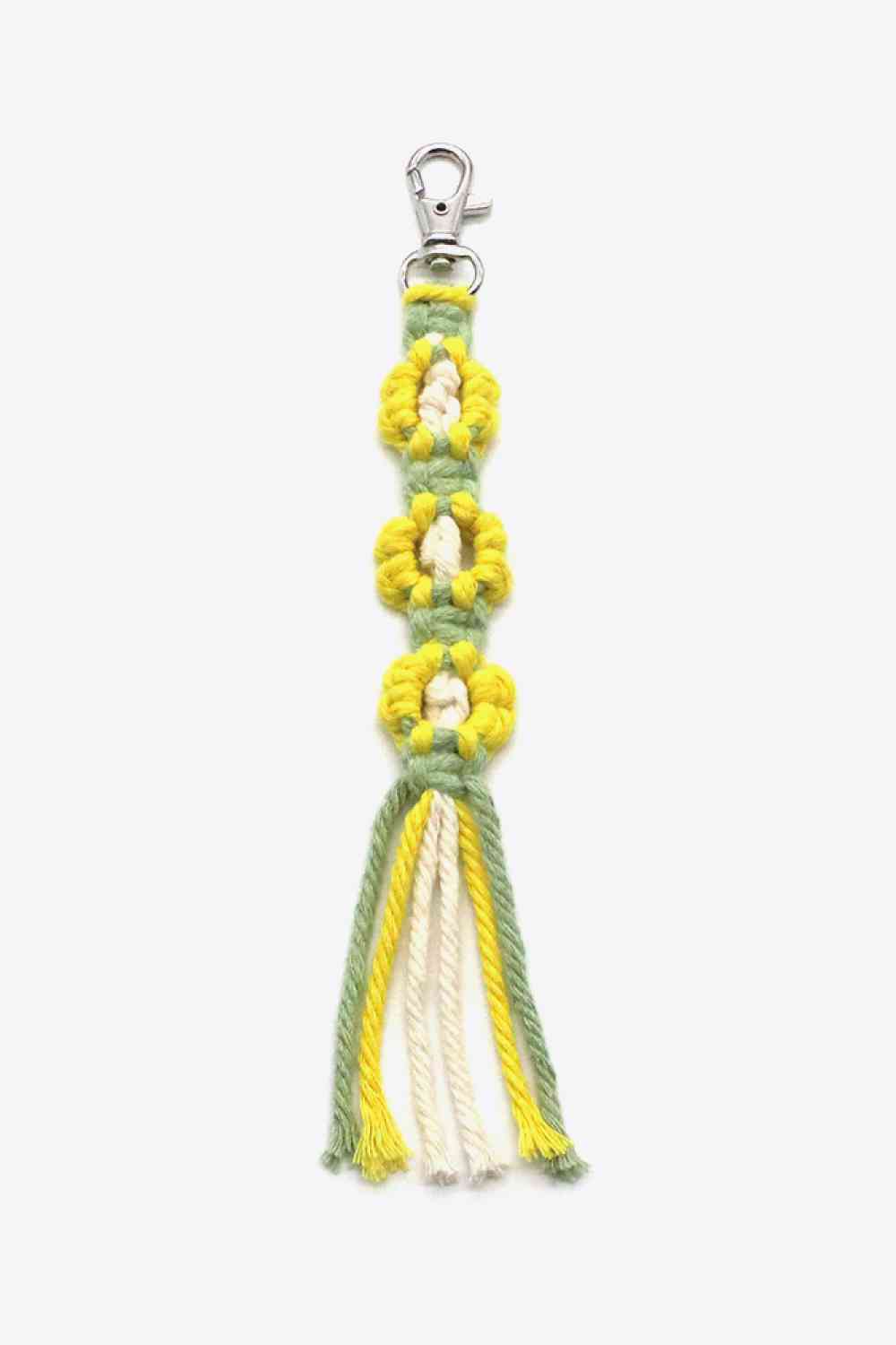 Assorted 4-Pack Hand-Woven Flower Keychain Banana Yellow One Size