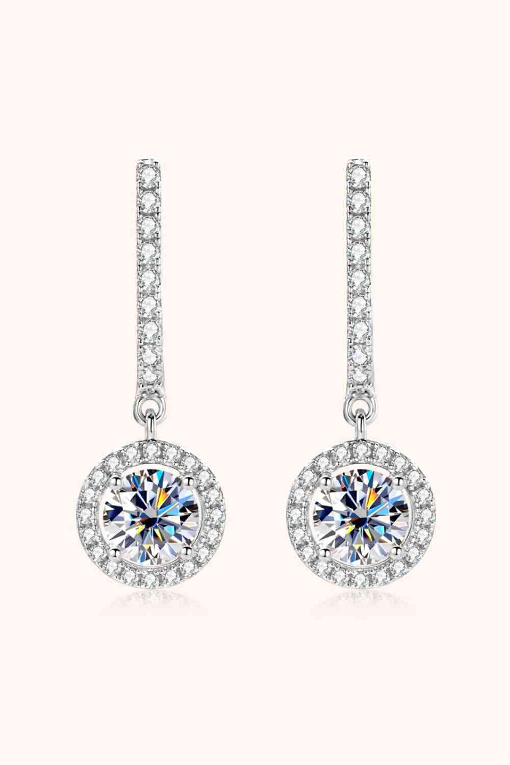 2 Carat Moissanite 925 Sterling Silver Drop Earrings Silver One Size