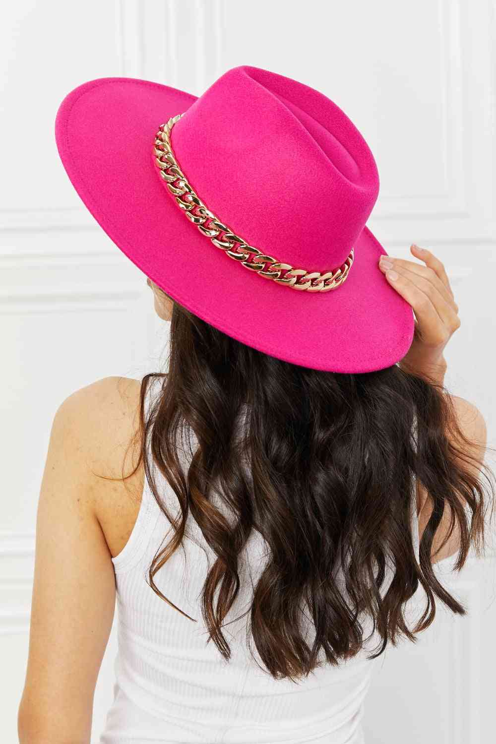 Fame Keep Your Promise Fedora Hat in Pink Hot Pink One Size