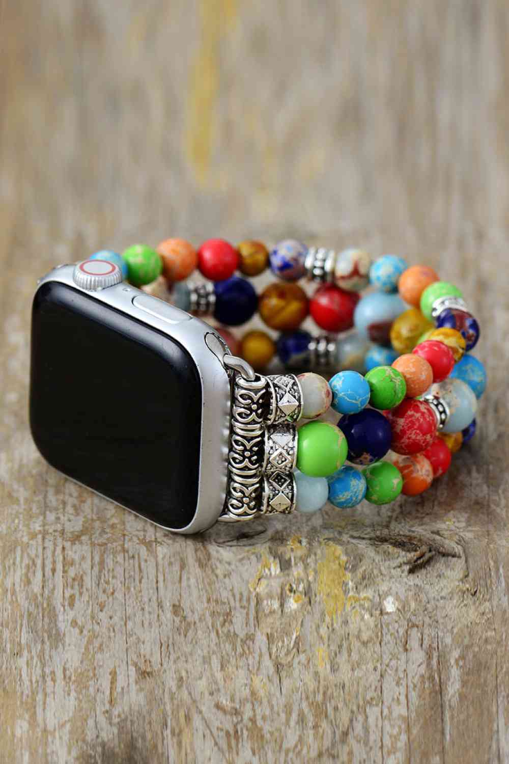 Synthetic Imperial Jasper Beaded Watchband Bracelet Multicolor