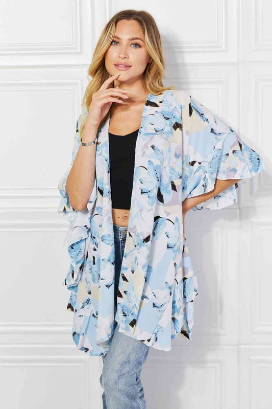 Justin Taylor Summer Fever Floral Kimono Blue One Size