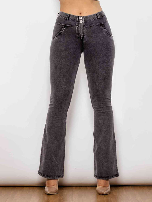 Full Size Long Bootcut Jeans Charcoal