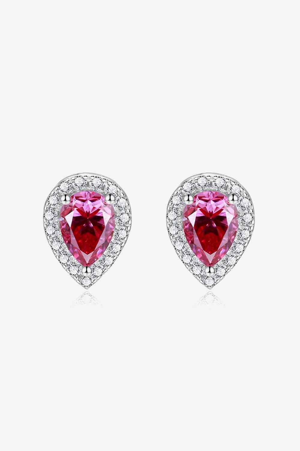 2 Carat Moissanite Teardrop Stud Earrings in Rose Rose One Size