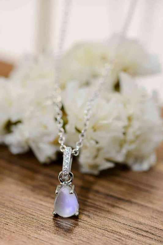 High Quality Natural Moonstone Teardrop Pendant 925 Sterling Silver Necklace Silver One Size