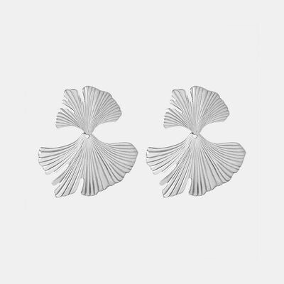 Ginkgo Biloba Design Stud Earrings Silver One Size