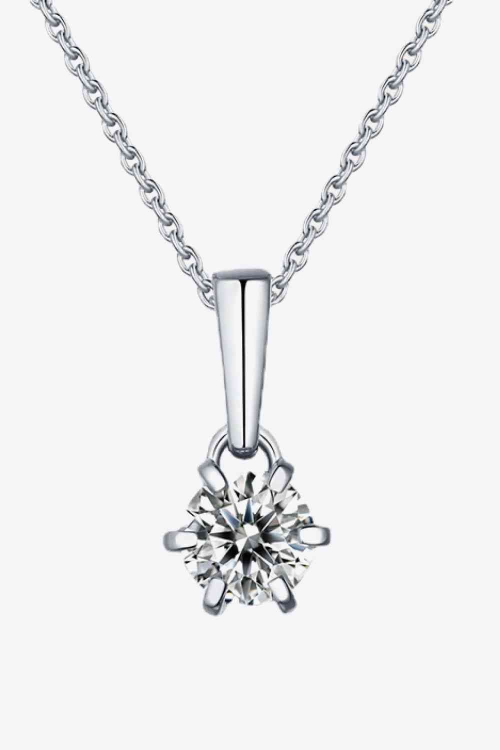 2 Carat 6-Prong Moissanite Pendant Necklace Silver One Size