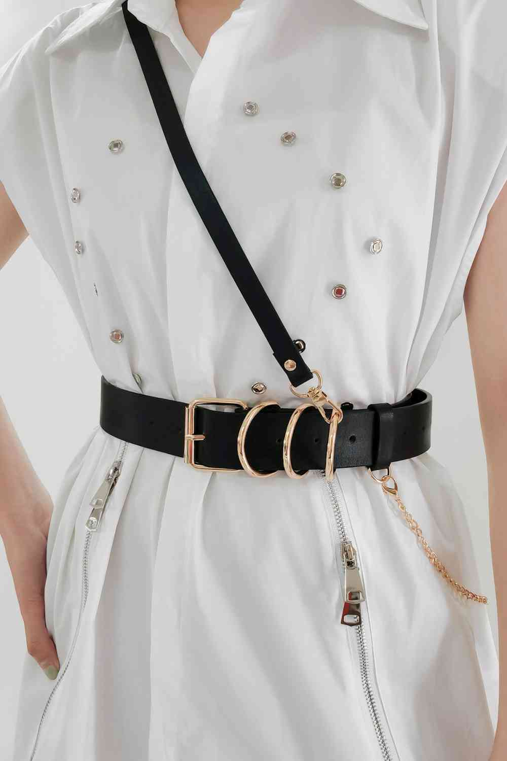 Punk PU Belt Black/Gold One Size