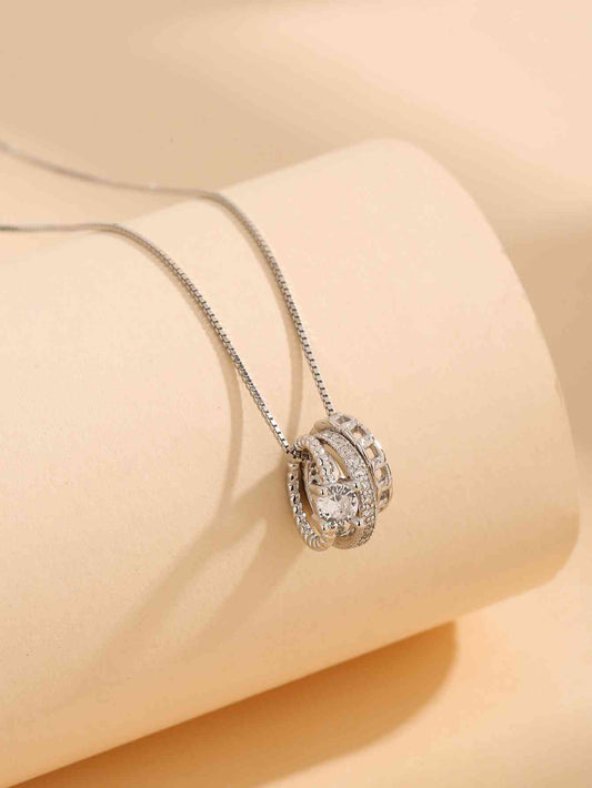 Zircon 925 Sterling Silver Necklace Silver One Size