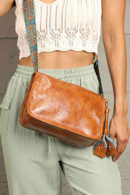 Adored PU Leather Shoulder Bag Ochre One Size