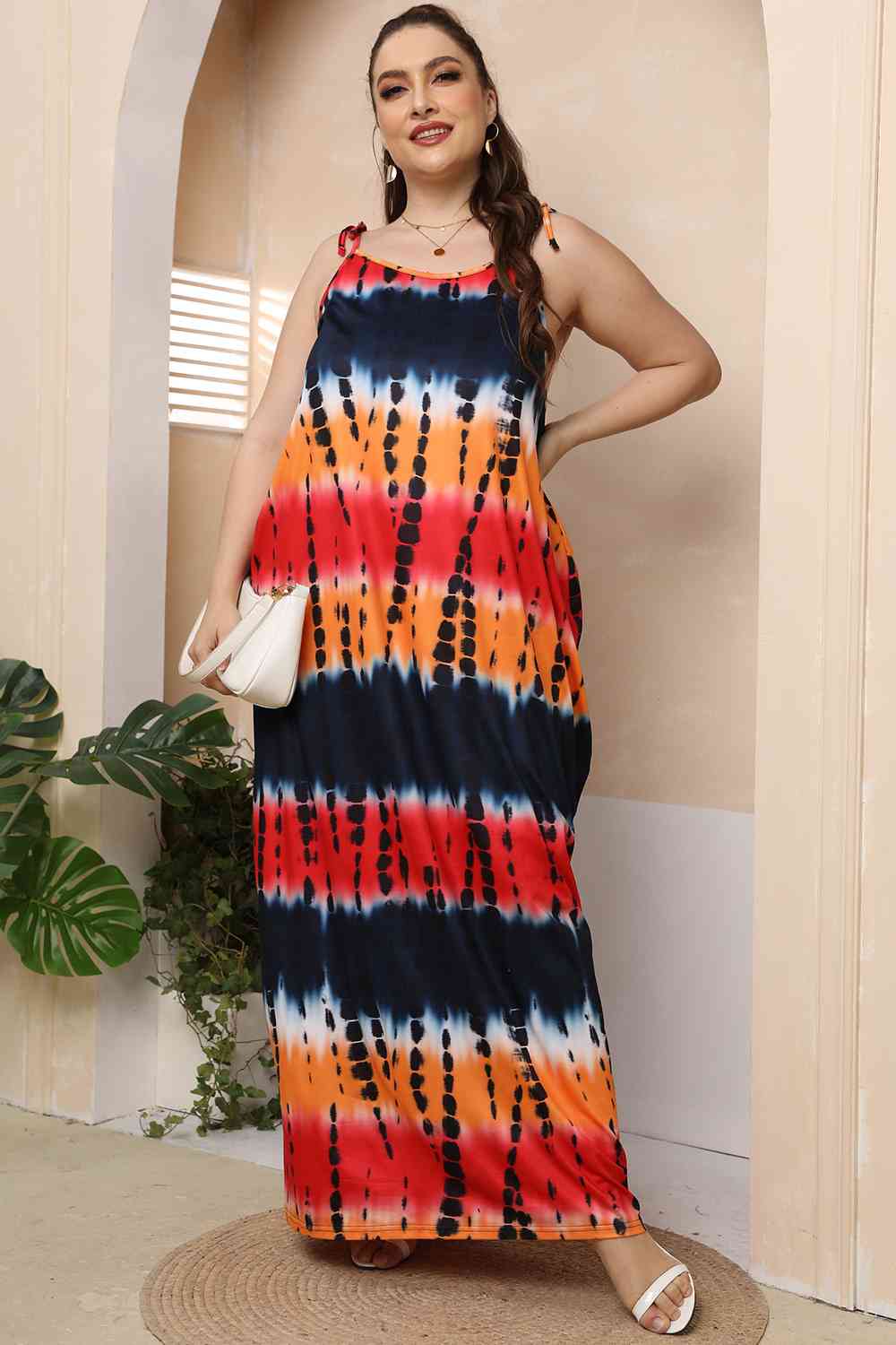 Plus Size Tie-Shoulder Maxi Dress