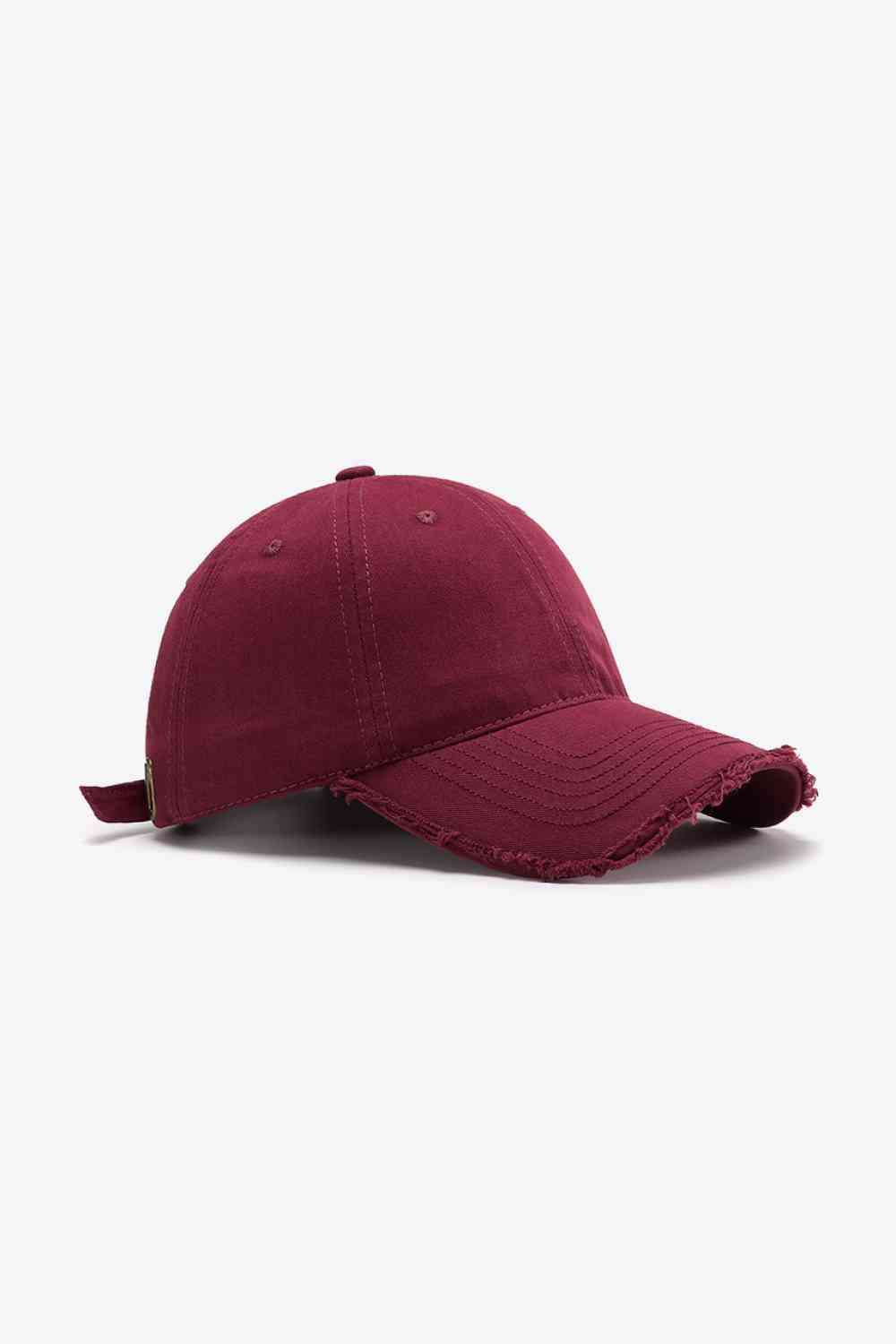 Distressed Adjustable Baseball Cap Wine One Size