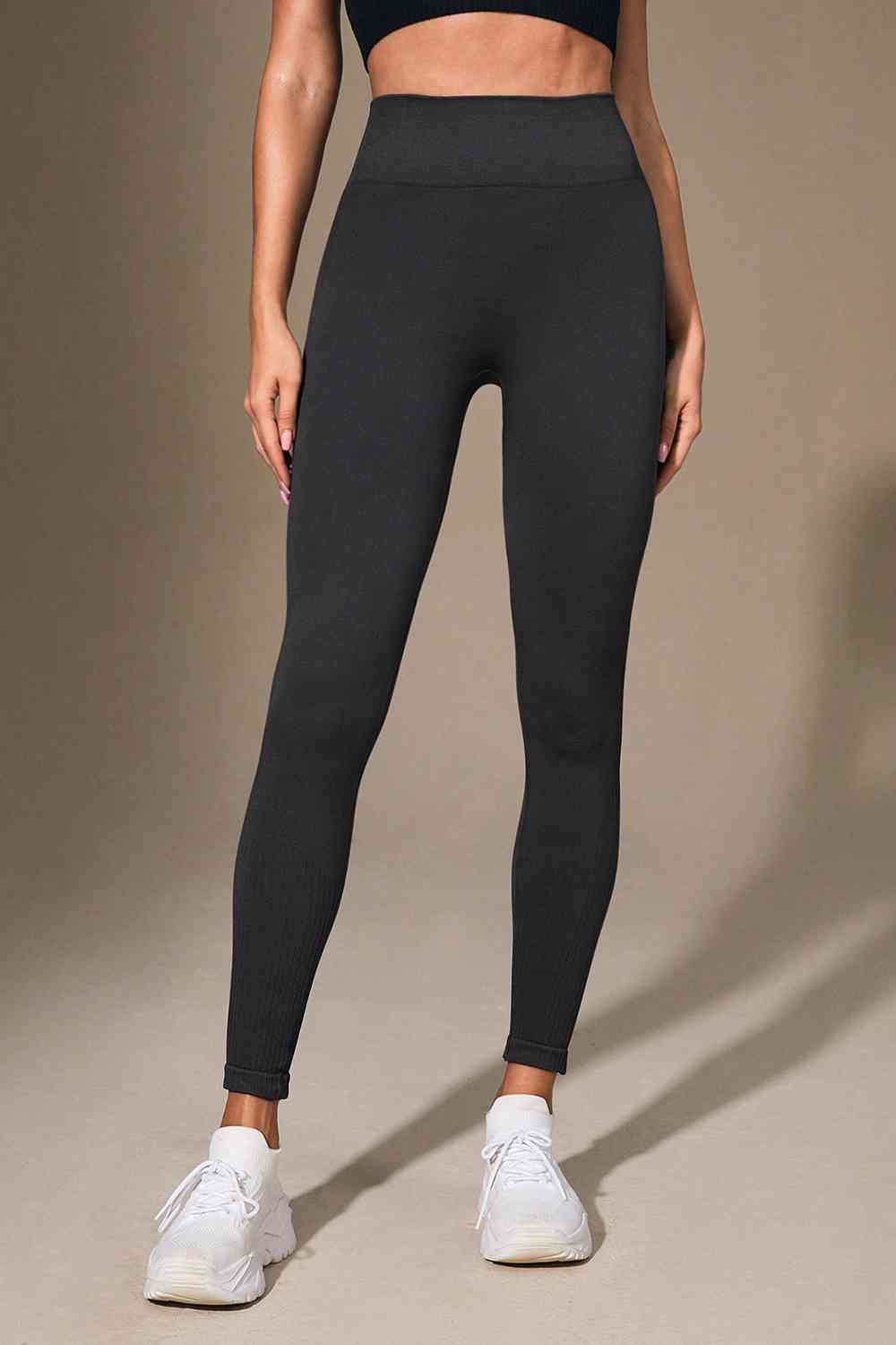 Wide Waistband Sports Leggings Charcoal