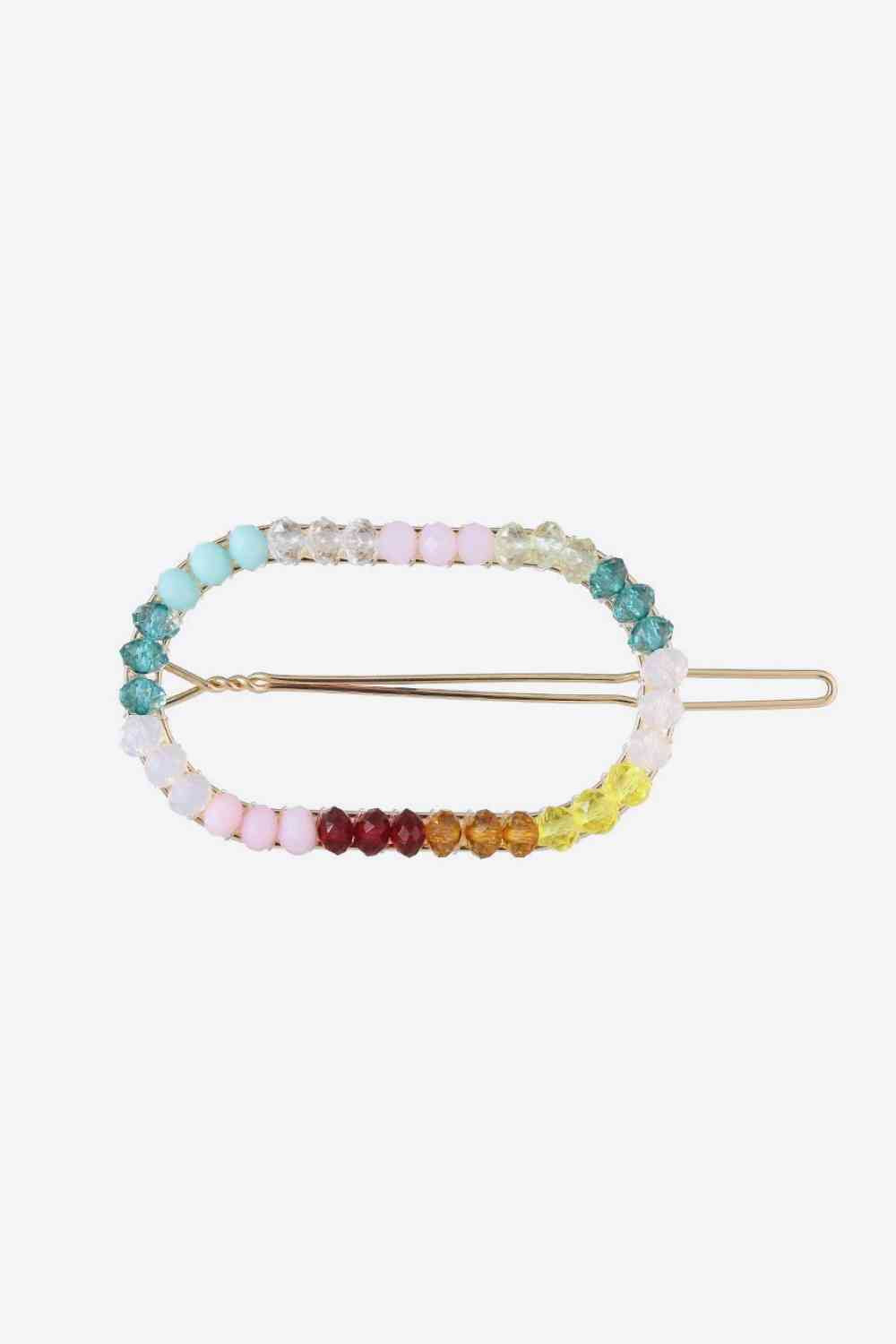 Colorful Bead Hair Pin Mint Blue One Size