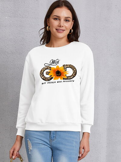 Sunflower Round Neck Dropped Shoulder Sweatshirt White