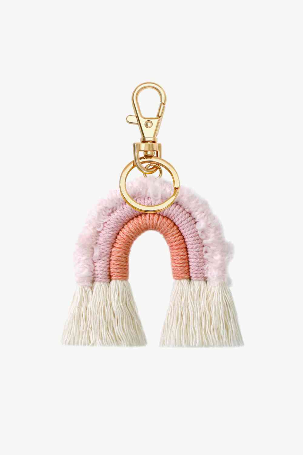 Fringe Trim Rainbow Key Chain Blush Pink One Size