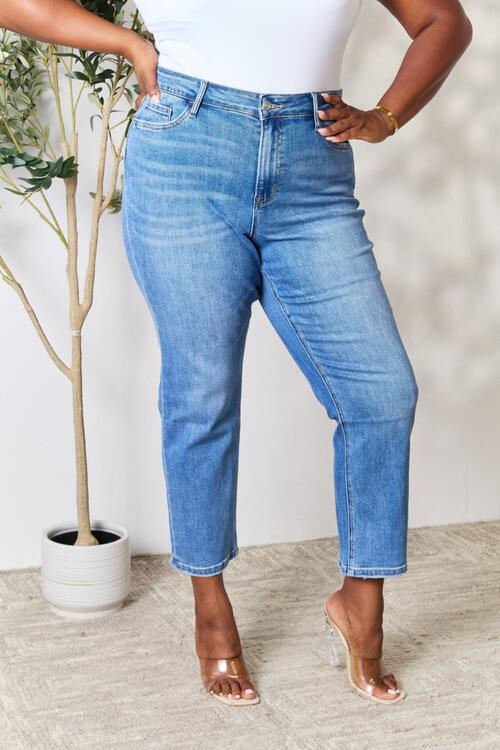 BAYEAS Full Size High Waist Straight Jeans Medium