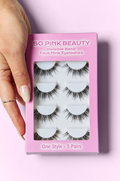 SO PINK BEAUTY Faux Mink Eyelashes 5 Pairs Cat Eye One Size