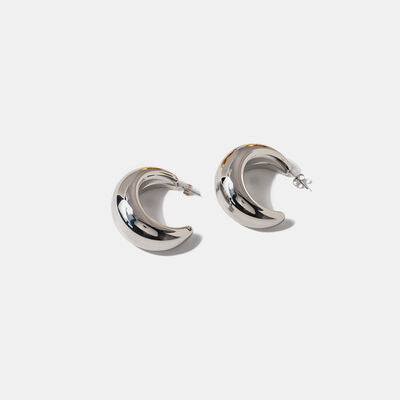 18K Gold-Plated Moon Crescent Earrings Silver One Size