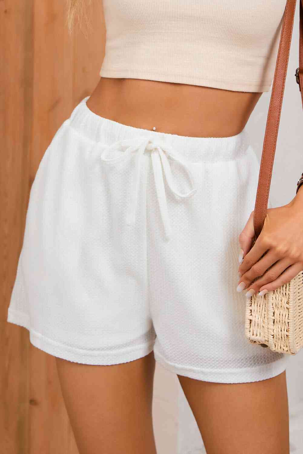 Tie Waistband Shorts White