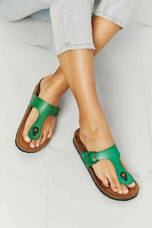 MMShoes Drift Away T-Strap Flip-Flop in Green Mid Green