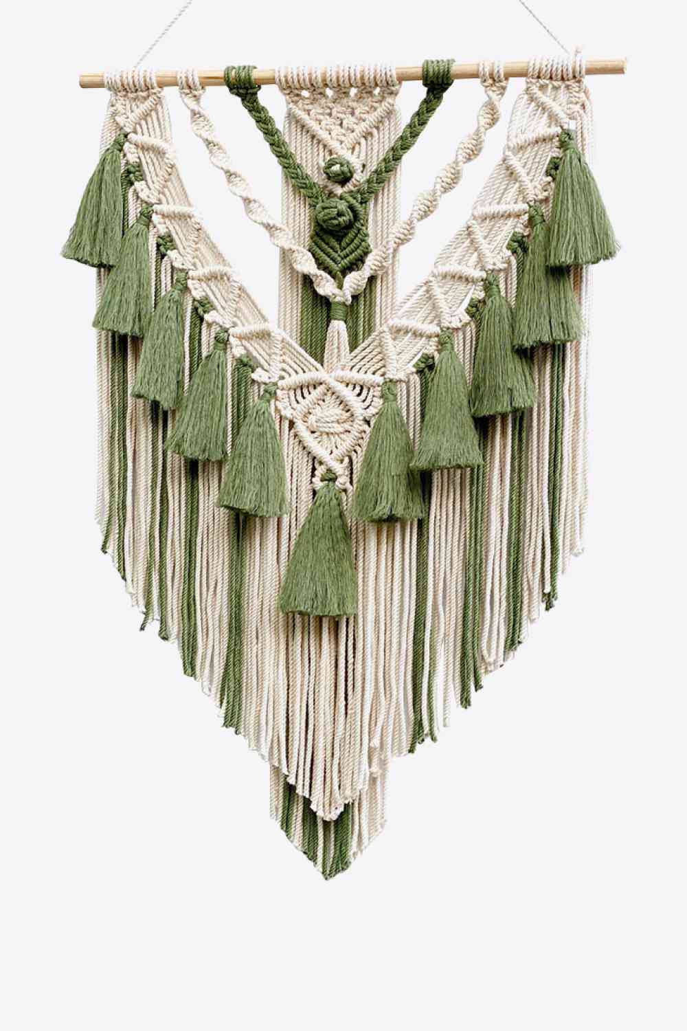 Two-Tone Macrame Wall Hanging Mid Green One Size