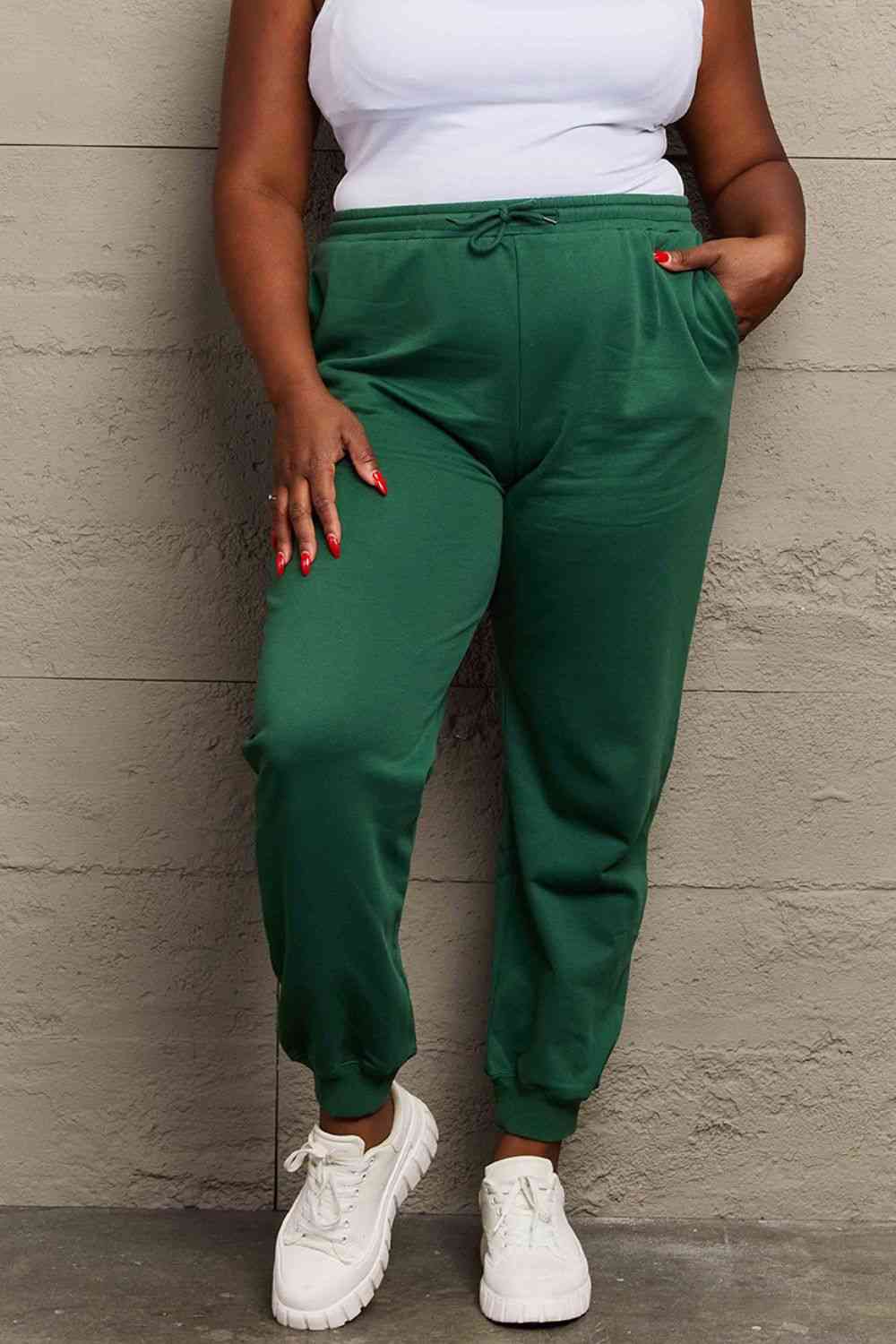 Simply Love Full Size Drawstring Sweatpants Green