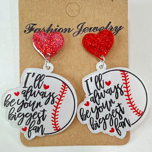 Heart Shape Sports Theme Acrylic Dangle Earrings Style E One Size