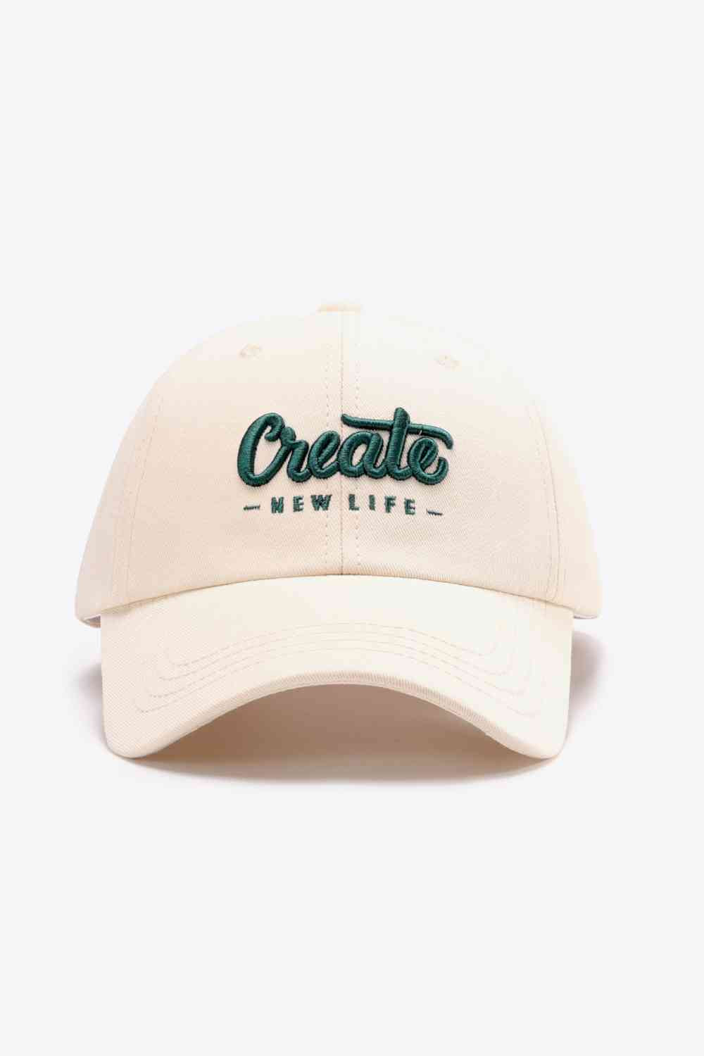 CREATE NEW LIFE Adjustable Cotton Baseball Cap Ivory One Size