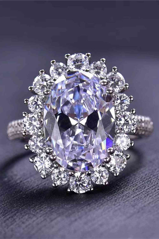 8 Carat Oval Moissanite Ring Silver
