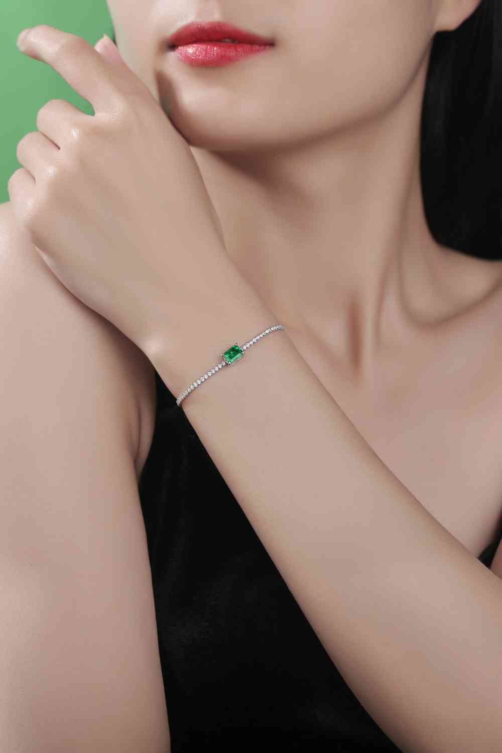 Adored 1 Carat Lab-Grown Emerald Bracelet Mid Green One Size