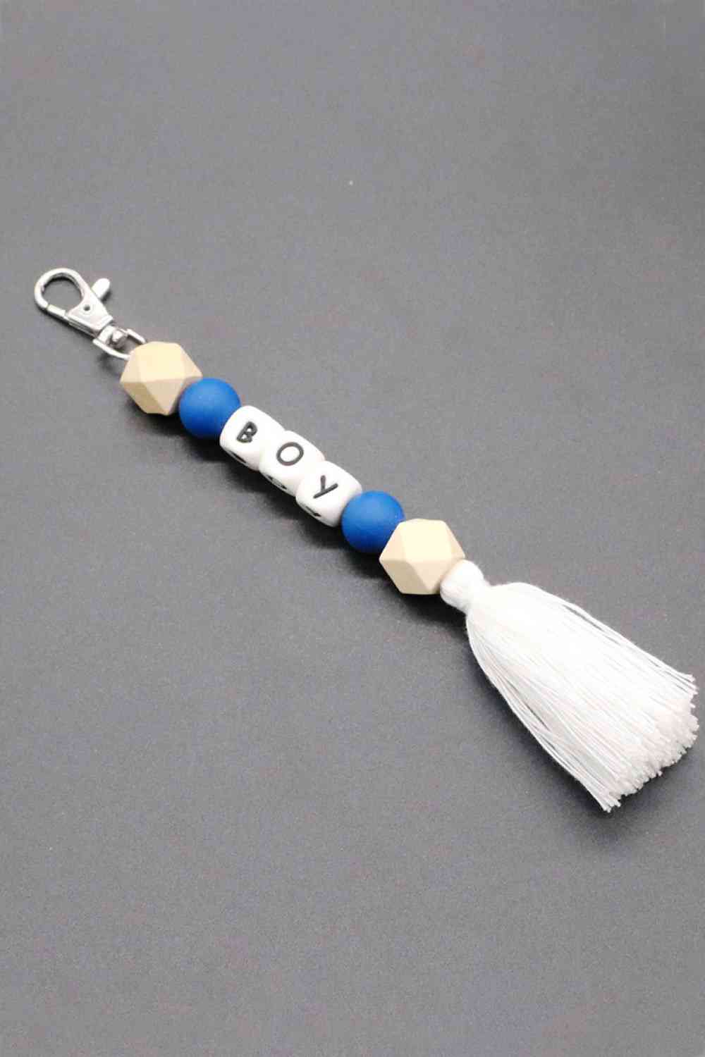 Assorted 2-Pack Mama Beaded Tassel Keychain Cobalt Blue One Size